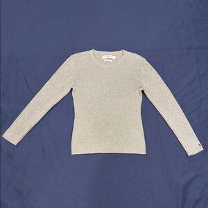 Tommy Hilfiger Gray Ribbed Long Sleeve Sweater